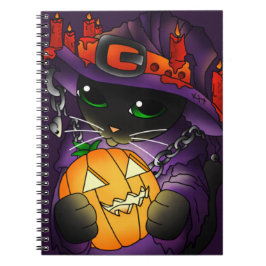 Halloween Pumpkin Black Witch Cat Anteckningsbok