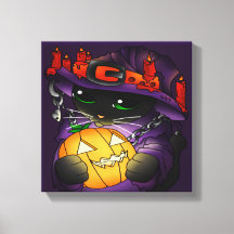 Halloween Pumpkin Black Witch Cat
