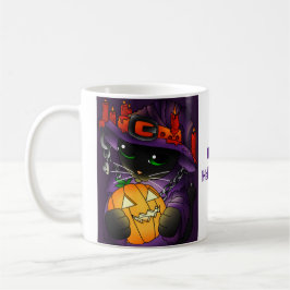 Halloween Pumpkin Black Witch Cat Kaffemugg