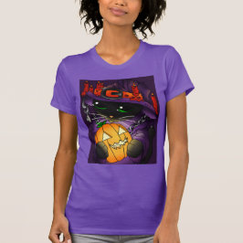 Halloween Pumpkin Black Witch Cat T Shirt