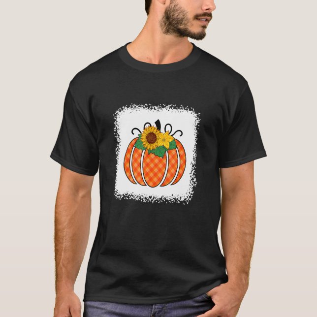 Halloween Pumpkin Bleached Orange Buffalo Play Wo T Shirt (Framsida)