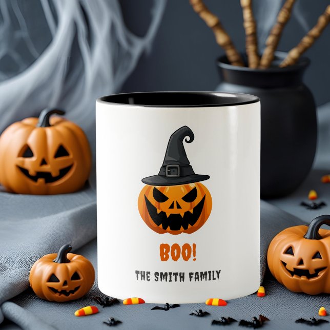 Halloween Pumpkin "BOO" - Personlig Namn! Två-Tonad Mugg (Skapare uppladdad)