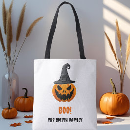Halloween Pumpkin "BOO" - Personlig Namn! Tygkasse