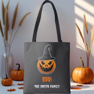 Halloween Pumpkin "BOO" - Personlig Namn! Tygkasse