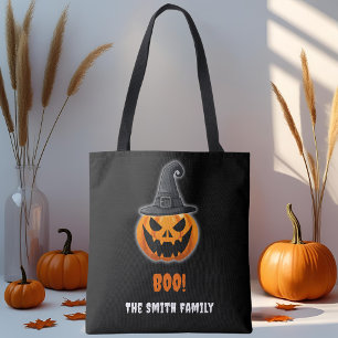 Halloween Pumpkin "BOO" - Personlig Namn! Tygkasse