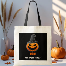 Halloween Pumpkin "BOO" - Personlig Namn! Tygkasse