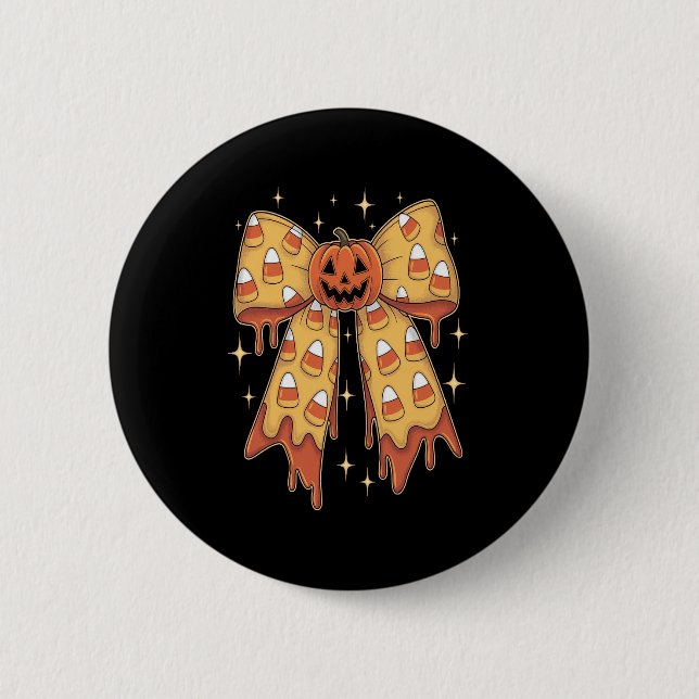 Halloween Pumpkin Bow Candy corn Knapp (Framsida)