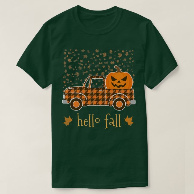 Halloween Pumpkin Buffalo Play Lastbil Hej Träd F T Shirt (Design framsida)