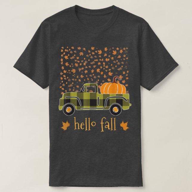 Halloween Pumpkin Buffalo Play Lastbil Hej Träd F T Shirt (Design framsida)