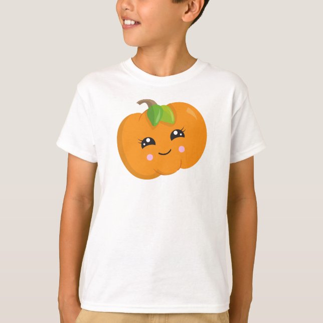Halloween Pumpkin, Bus eller godis, Smiling Pumpki T Shirt (Framsida)