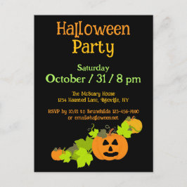Halloween Pumpkin Carving Black Orange Grönt Party Vykort