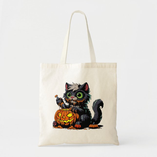 Halloween Pumpkin Carving Cat Tygkasse (Framsidan)