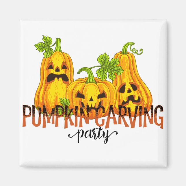 Halloween Pumpkin carving Party Fall Funny Magnet (Framsidan)