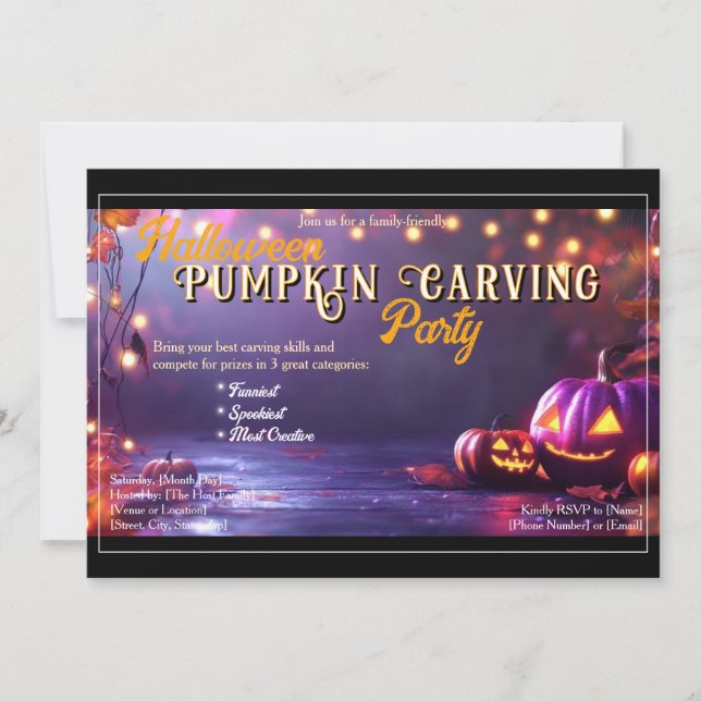 Halloween Pumpkin Carving Party-inbjudan Inbjudningar (Framsida)