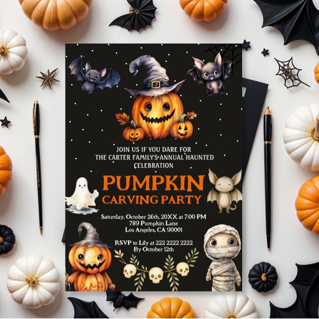 Halloween Pumpkin Carving Party Invite Inbjudningar (Skapare uppladdad)