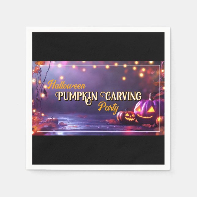 Halloween Pumpkin Carving Party Napkins Pappersservett (Framsidan)