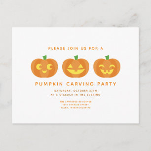 Halloween Pumpkin Carving Party vykort Inbjudan