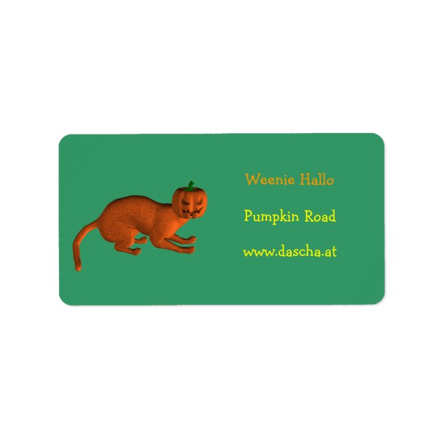 Halloween Pumpkin Cat Adressetikett (Framsidan)
