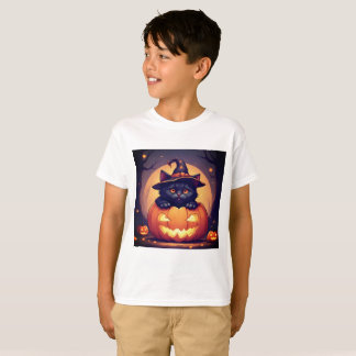 Halloween Pumpkin Cat Vibes T Shirt