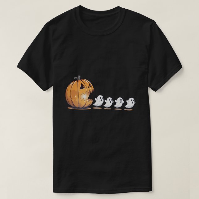 Halloween Pumpkin Chasing Ghost Png, Halloween  T Shirt (Design framsida)