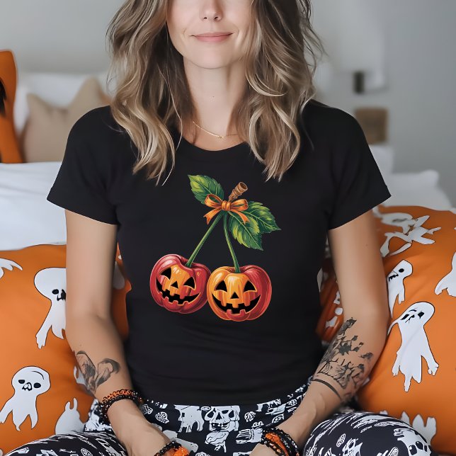 Halloween Pumpkin Cherries sjunker höstkokvett T Shirt (Skapare uppladdad)