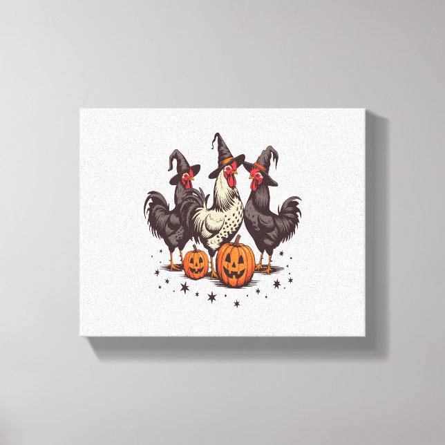 Halloween Pumpkin Chicken Witch Fall Canvastryck (Framsida)