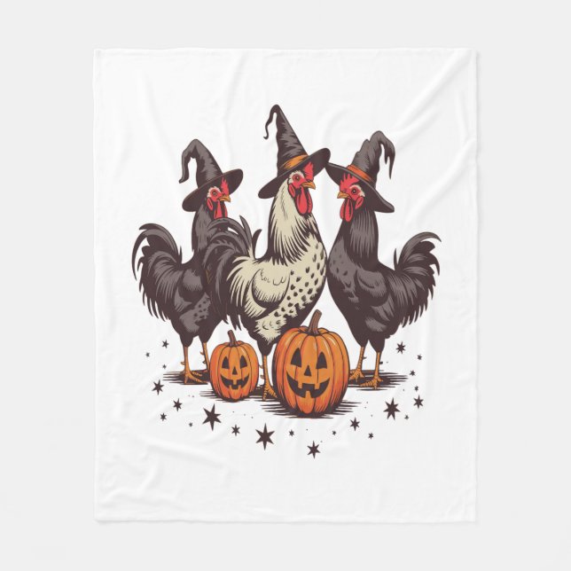 Halloween Pumpkin Chicken Witch Fall Fleecefilt (Framsidan)