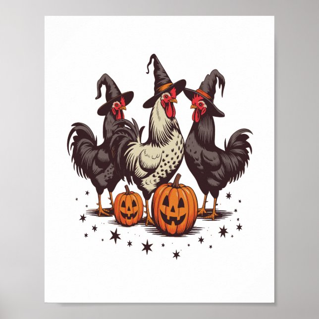 Halloween Pumpkin Chicken Witch Fall Poster (Framsidan)