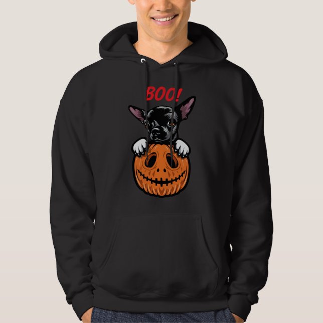 Halloween Pumpkin Chihuahua Hoodie (Framsida)