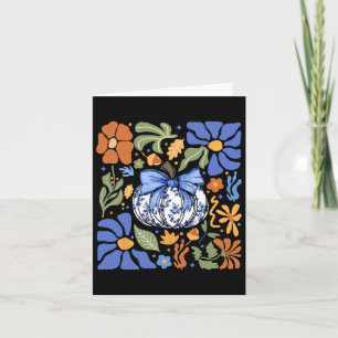 Halloween Pumpkin Chinoiserie Blue& White Flo Kort