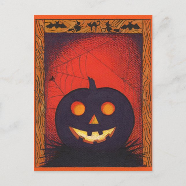 Halloween Pumpkin Collage Postcard Vykort (Framsida)