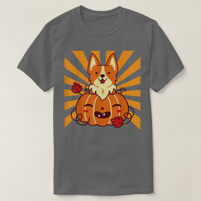 Halloween Pumpkin Corgi  T Shirt (Design framsida)