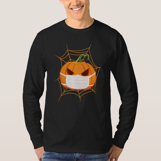 Halloween Pumpkin Costume 2020 With Face Mask T Shirt (Framsida)