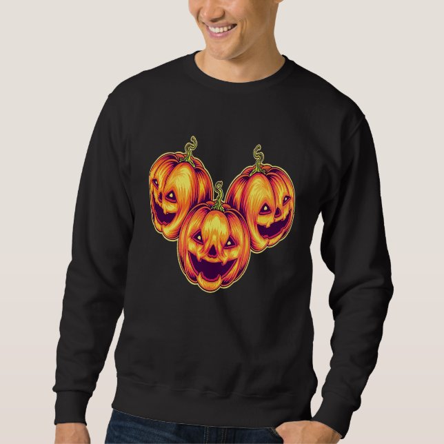 Halloween Pumpkin costume Horror Party best art Lång Ärmad Tröja (Framsida)