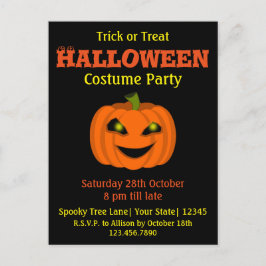 Halloween Pumpkin Costume Party Inbjudan Vykort