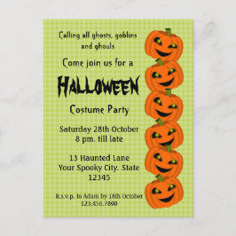 Halloween Pumpkin Costume Party Inbjudan Vykort