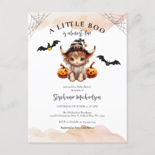 Halloween Pumpkin Cow Little Boo Baby Shower Vykort