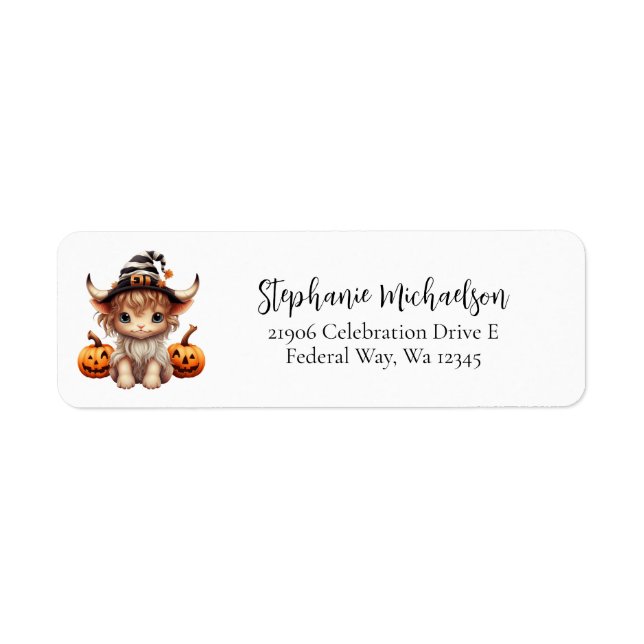 Halloween Pumpkin Cow-Returadress Returadress Etikett (Framsidan)