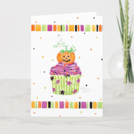 Halloween Pumpkin Cupaka-hälsningskort Kort