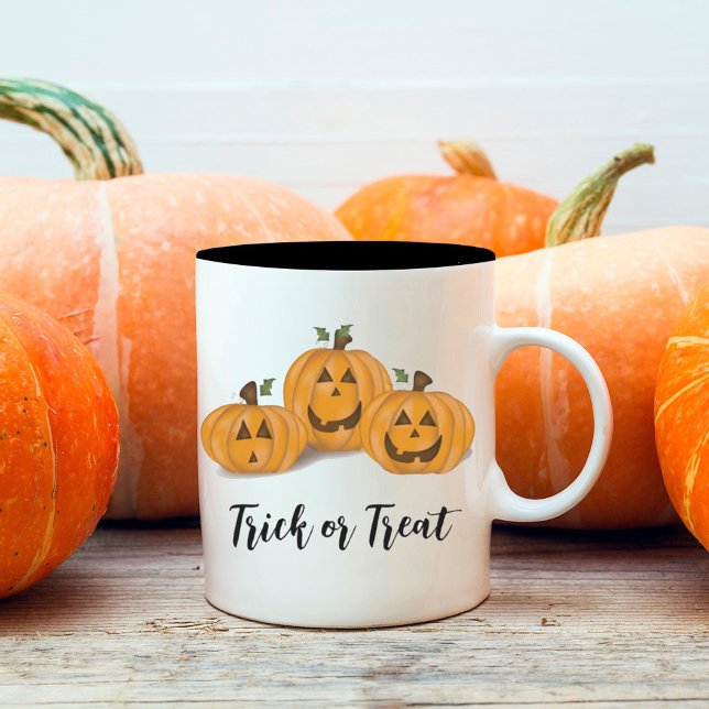 Halloween Pumpkin Cute Jack O'lanterns Funny Två-Tonad Mugg (Skapare uppladdad)