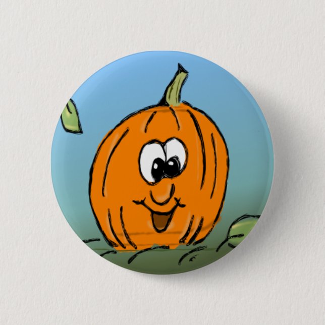 Halloween Pumpkin Cute Smiling Friendly Knapp (Framsida)