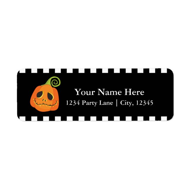 Halloween Pumpkin Cute Whimsical-inbjudan Returadress Etikett (Framsidan)