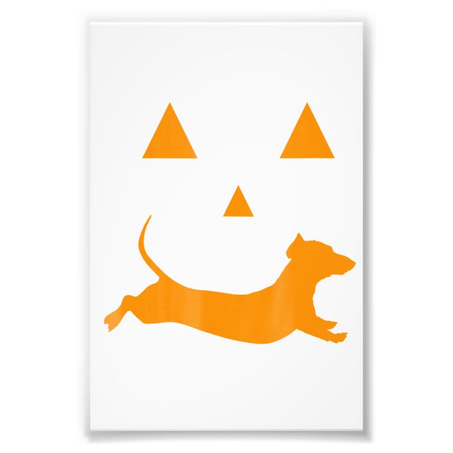 Halloween Pumpkin Dachshund Jack-O-Lantern Costum Fototryck (Framsidan)