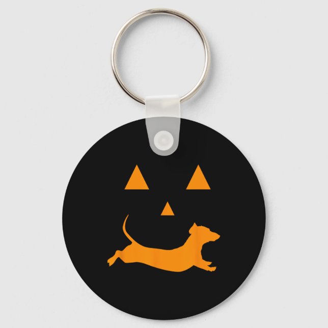 Halloween Pumpkin Dachshund Jack-o-lantern Costum Nyckelring (Framsida)