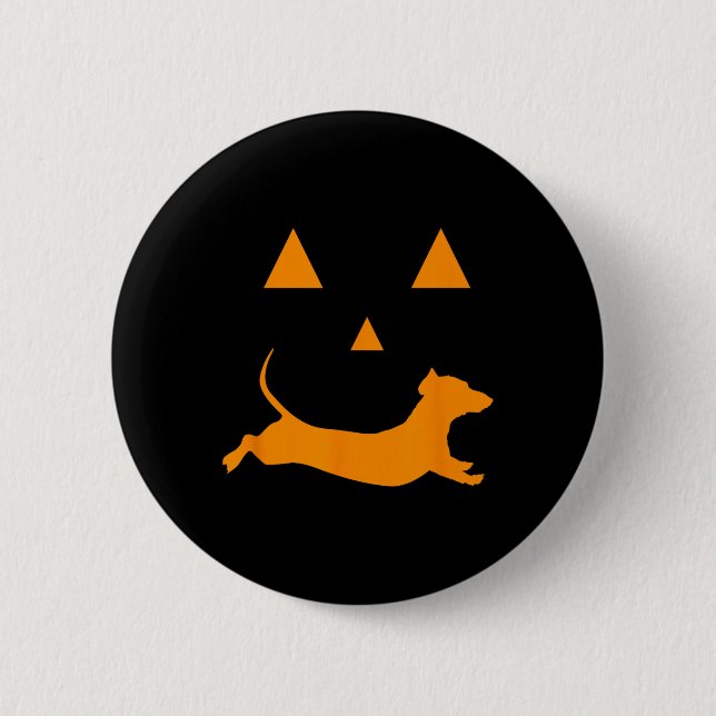 Halloween Pumpkin Dachshund Jack-o-lantern Costume Knapp (Framsida)