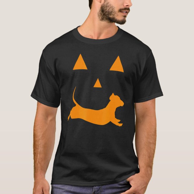 Halloween Pumpkin Dachshund Jack o lantern Costume T Shirt (Framsida)