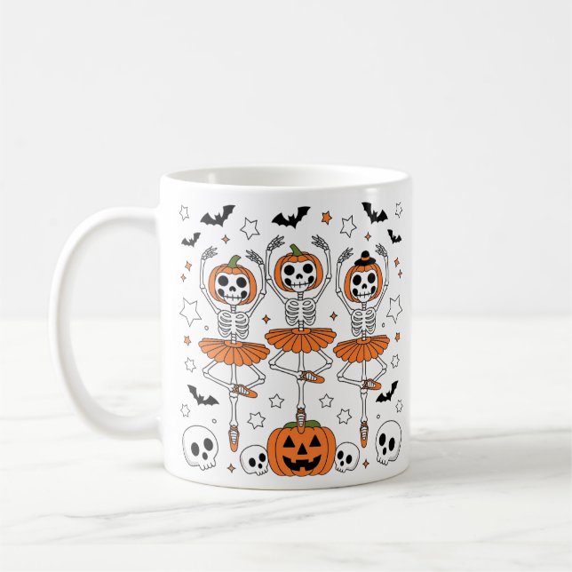 Halloween Pumpkin Dance Spooky Sips för säsongen Kaffemugg (Vänster)