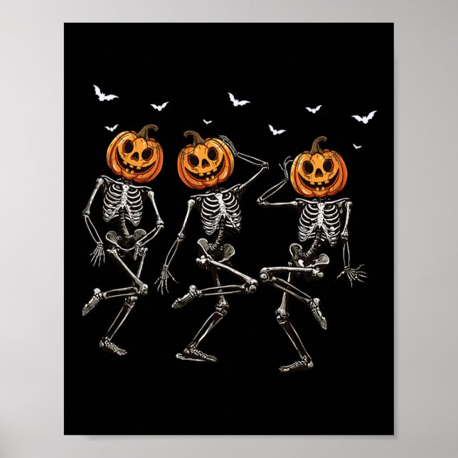 Halloween Pumpkin Dancing Skeleton Costume Women M Poster (Framsidan)