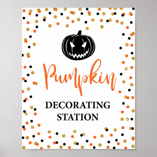 Halloween Pumpkin-dekoration av Station-tecken Poster (Framsidan)