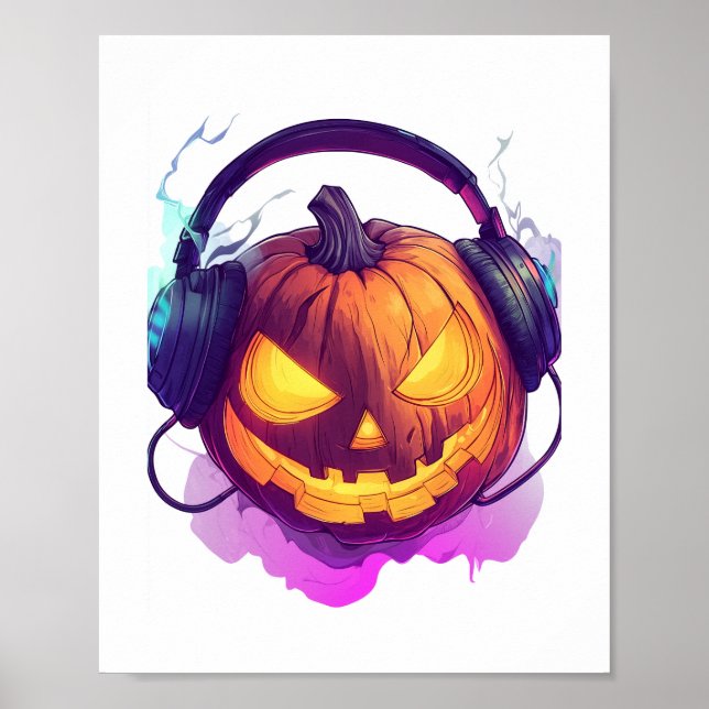 Halloween Pumpkin DJ Party Poster (Framsidan)